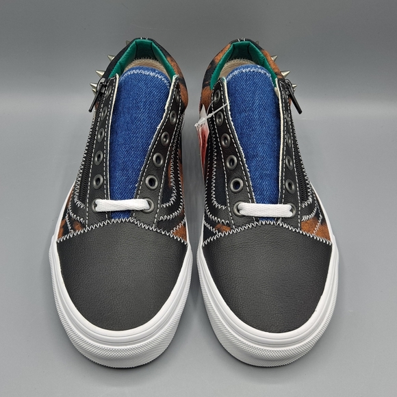 New Vans Old Skool Zip Tartan Daze Acid Dye Plaid Studs Spikes Punk Women's 7 - Picture 5 of 10